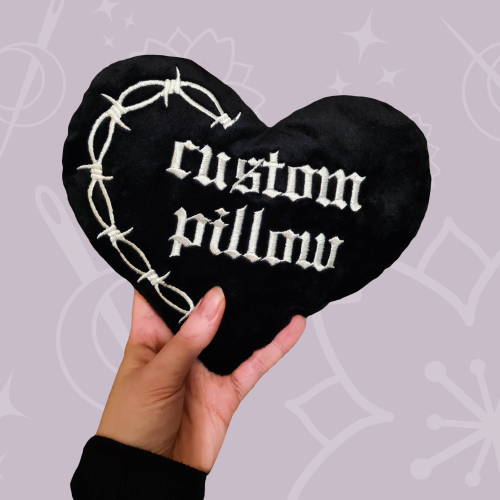 Custom Gothic Embroidered Barbed Wire Pillow